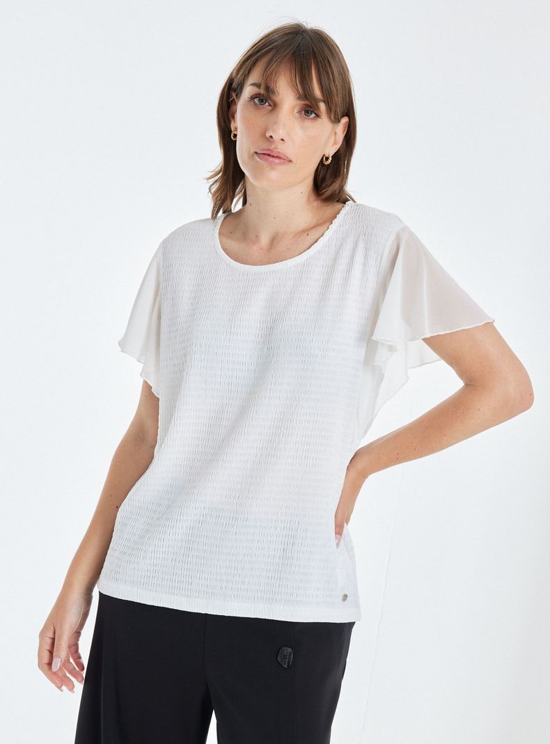 Polera Texturada Manga Mariposa de Gasa-0