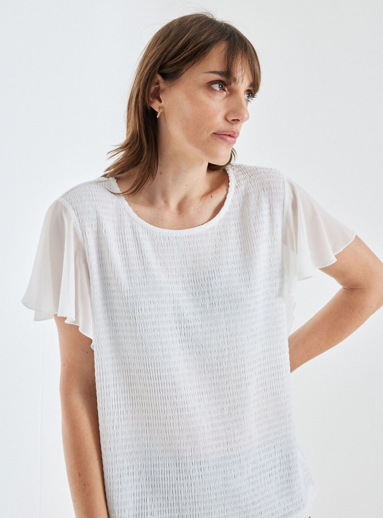 Polera Texturada Manga Mariposa de Gasa-2