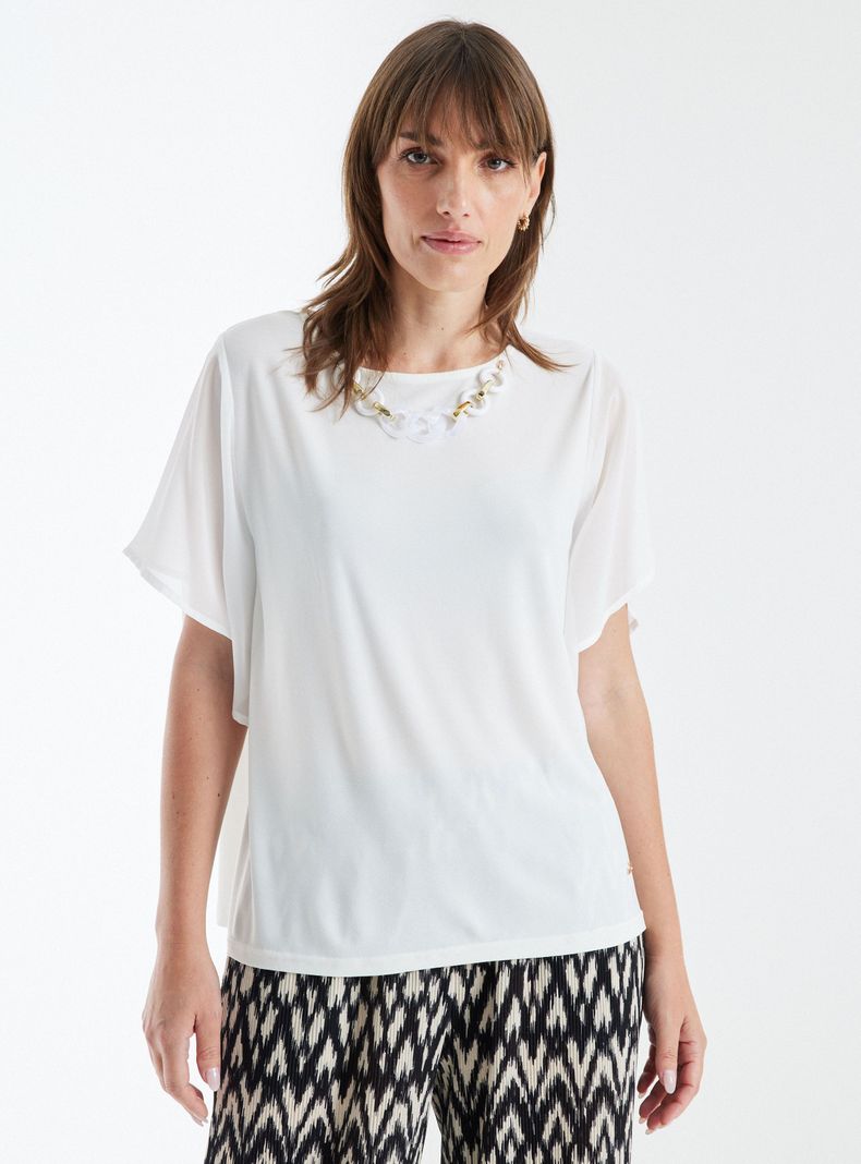 Polera con Collar Incluido y Manga Mariposa-0