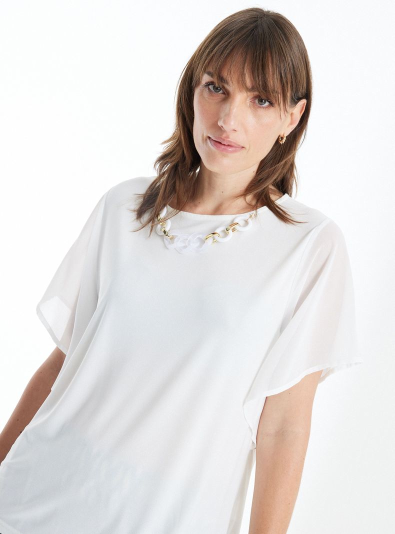 Polera con Collar Incluido y Manga Mariposa-2