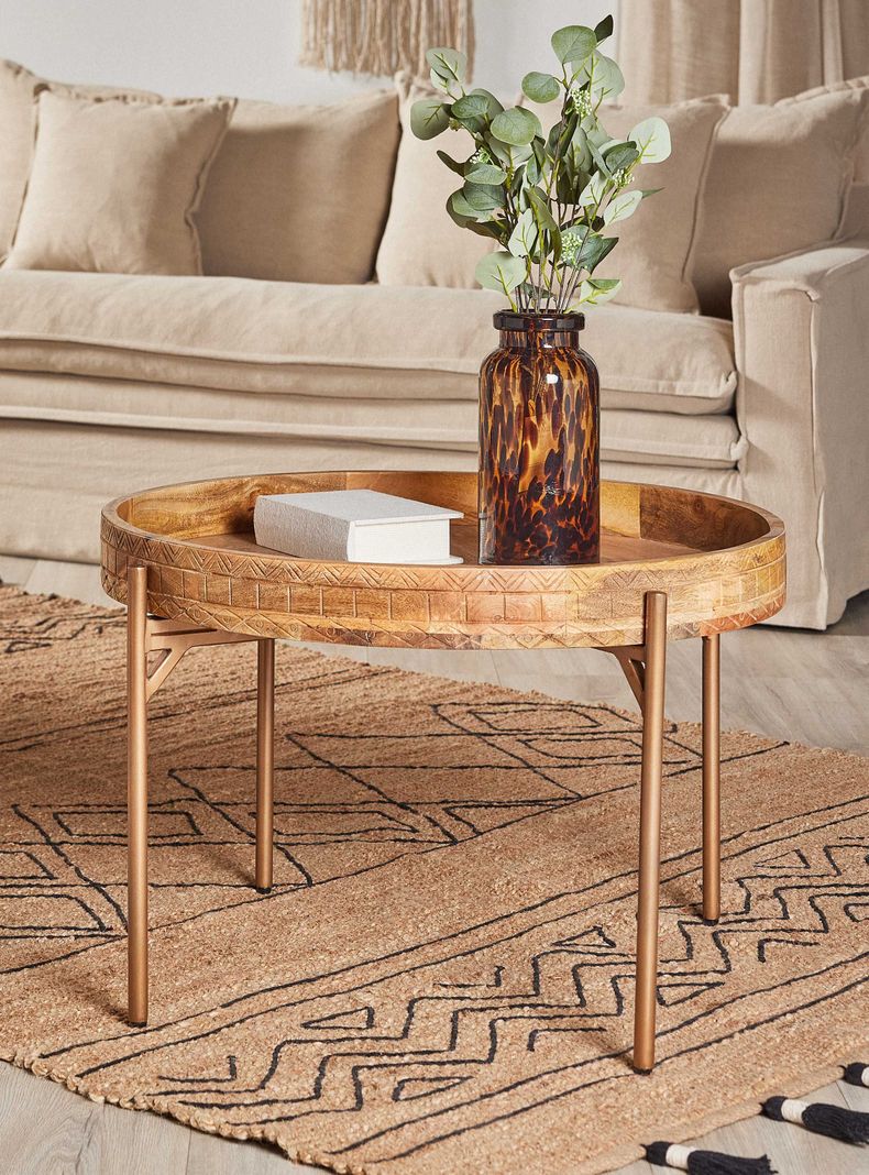 Mesa de Centro Bandeja Tallada 70 cm-0