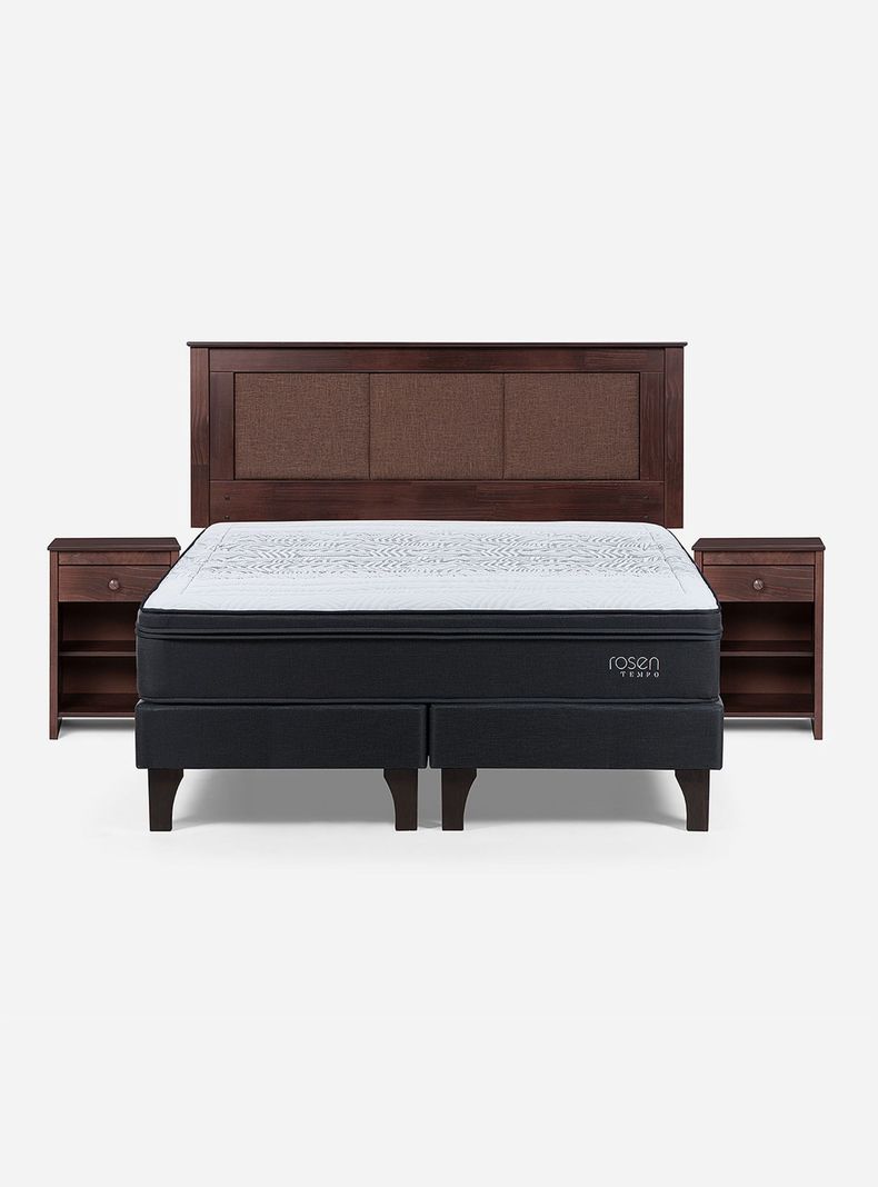 Cama Europea Tempo 2 Plazas Base Dividida + Set Muebles Rachel-1