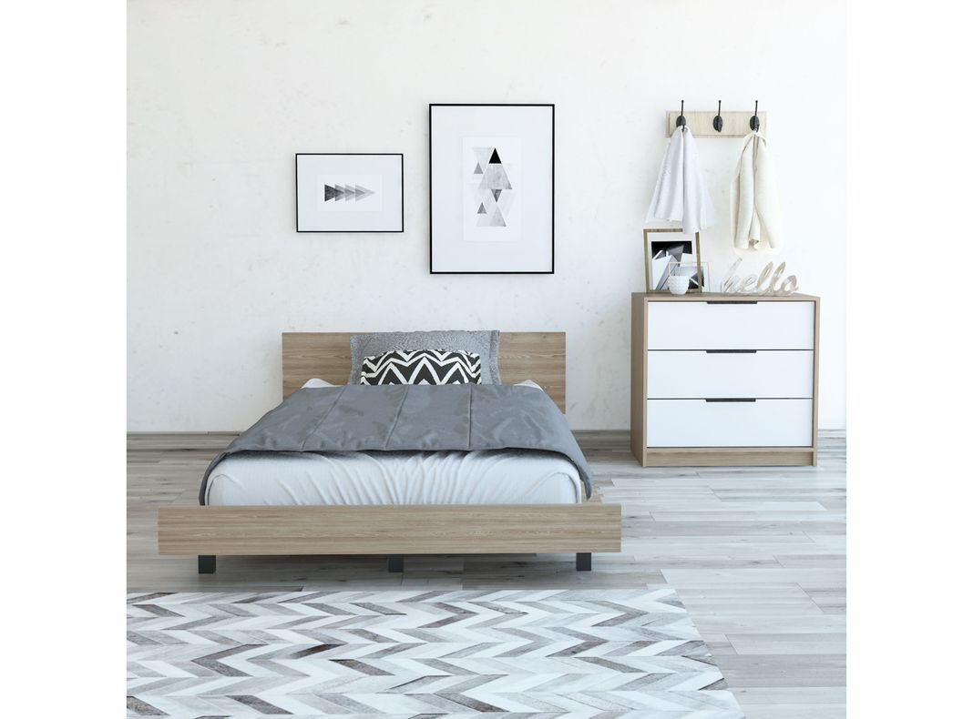 Cama 1.5 Plazas + Cómoda 3C Kaia Miel Blanco-1