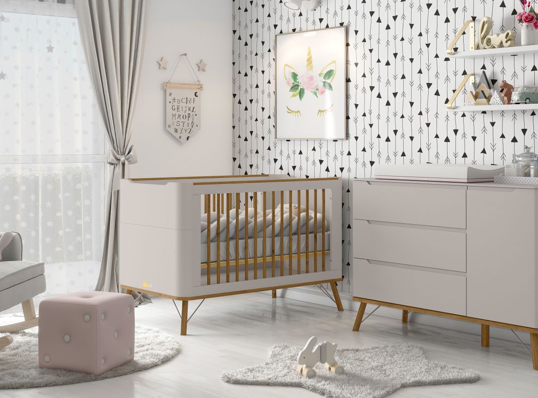 Cuna Kidscool Madera Albi 3 en 1 Gris-4