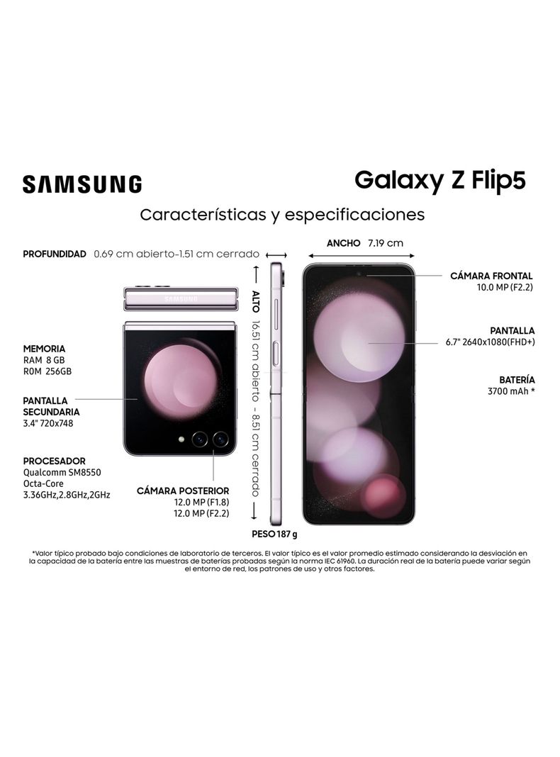 Smartphone Galaxy Z Flip5 256GB 6.7" Lavender Liberado-4