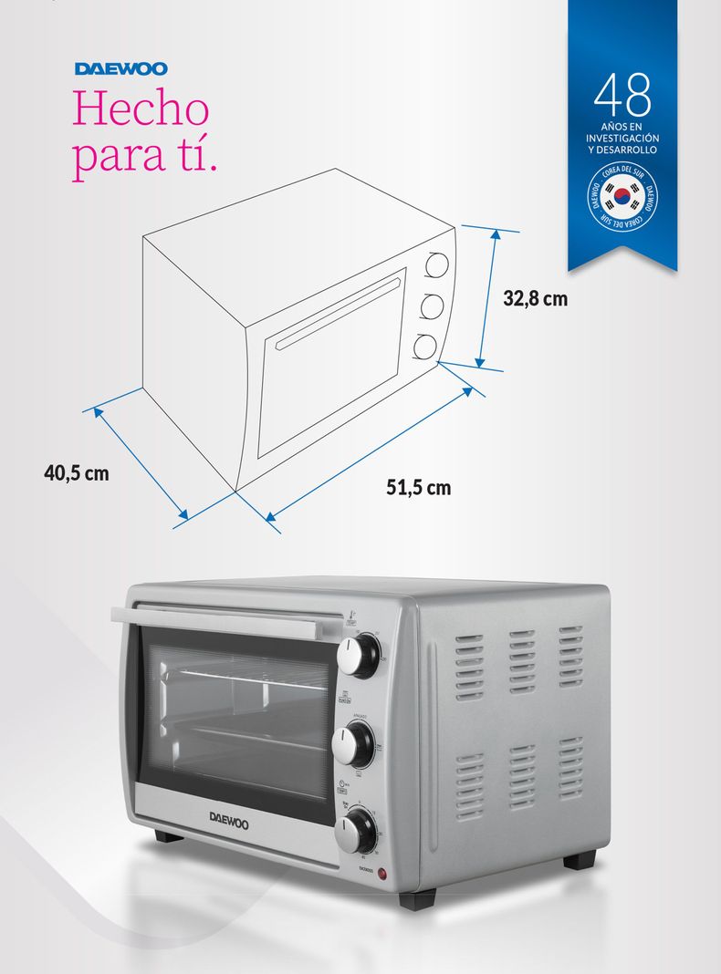 Horno Eléctrico 1500W 35 Litros DHE35MS23CL Silver-1