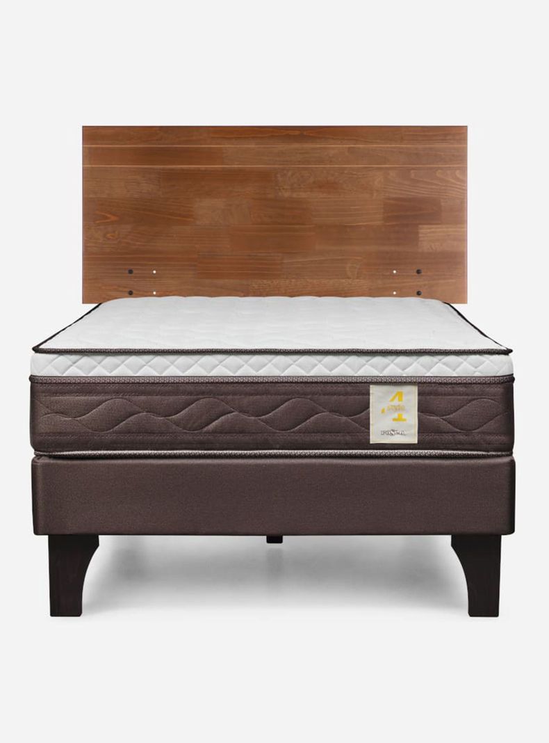 Cama Europea New Style 4 Plus 1.5 Plazas + Respaldo Tabor Café-1