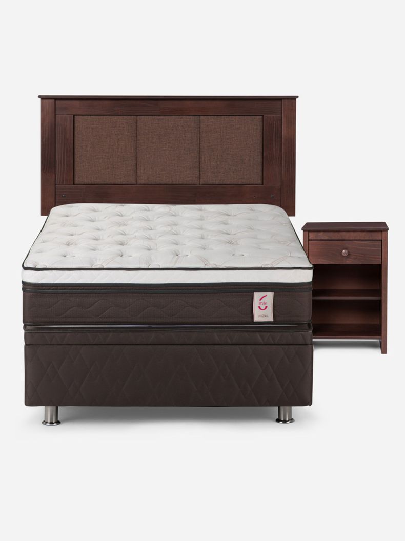 Boxet New Style 6  1.5 Plazas + Set Respaldo Velador Rachel-0