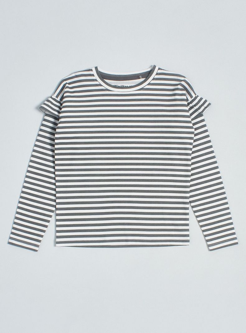 Polera Vuelos en Manga Estampada-0