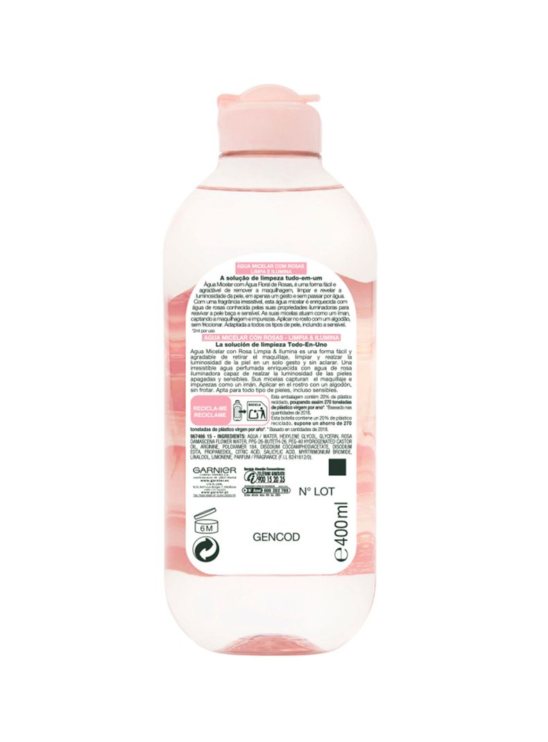 Agua Micelar Agua de Rosas 400 ml Garnier-2