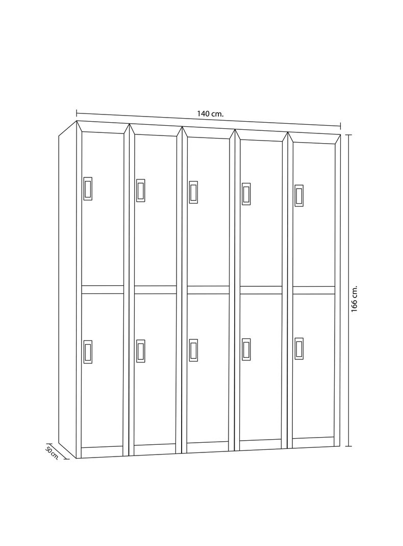 Locker Office Llaves Gris 10 Puertas 140x50x166 cm Maletek-1