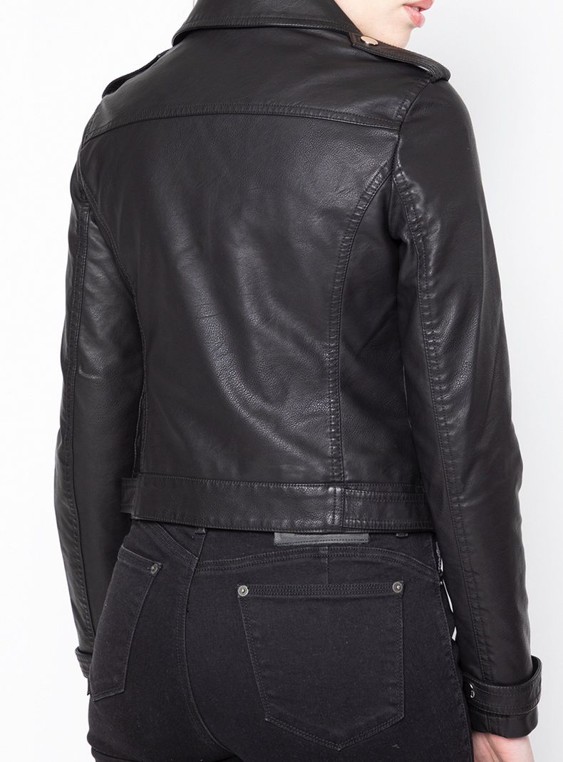 Chaqueta Biker Negra Cuero Sintético-1