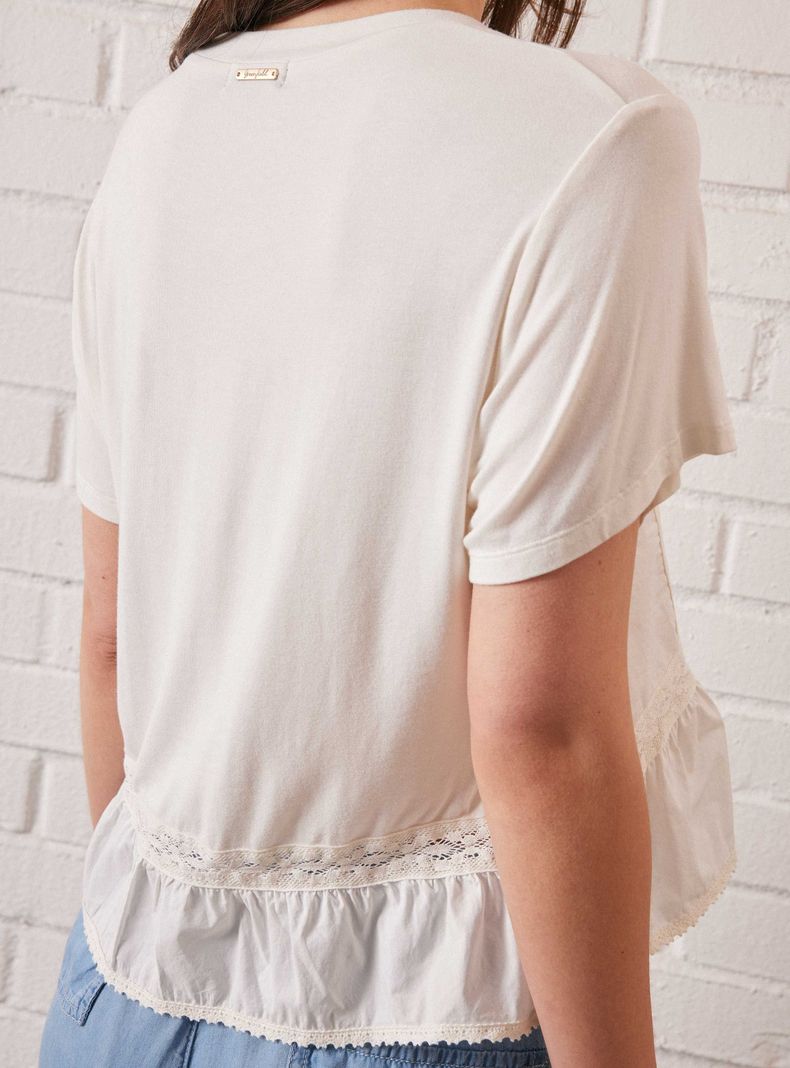 Polera  Diseño Corsé con Mezcla De Telas y Encaje-3