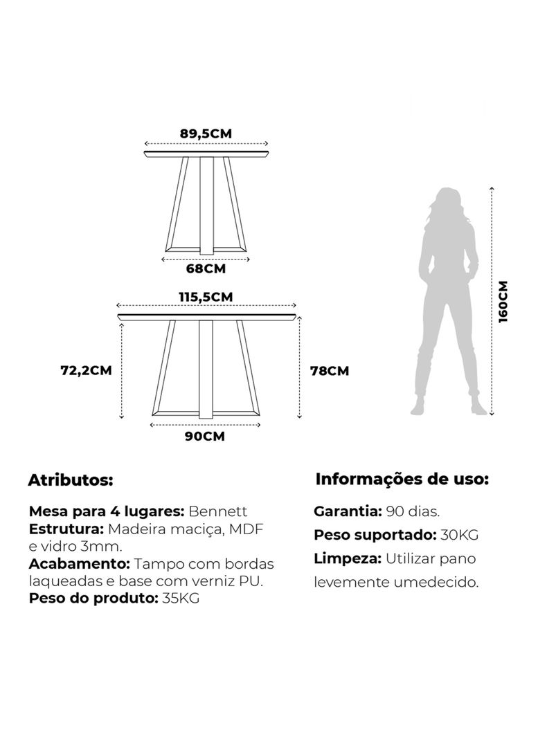 Juego Comedor Bennet + 4 Sillas Elsie Matelasse-2