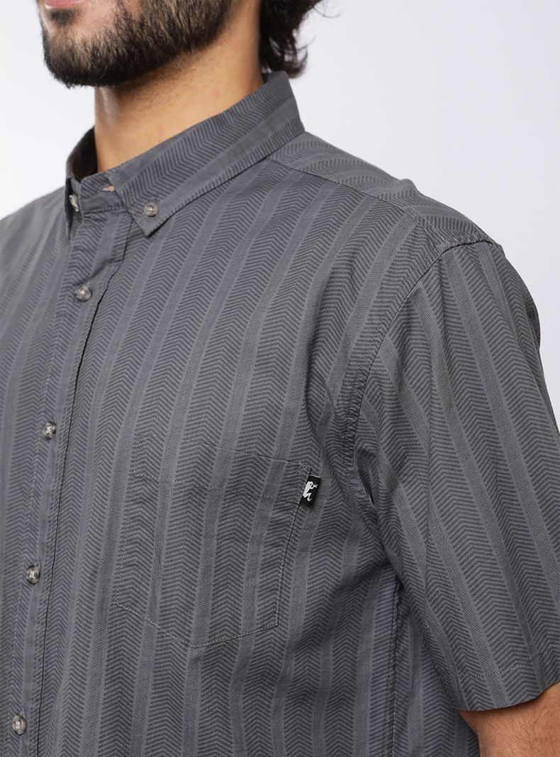 Camisa MC Texture Military Gris Poliéster Reciclado-2