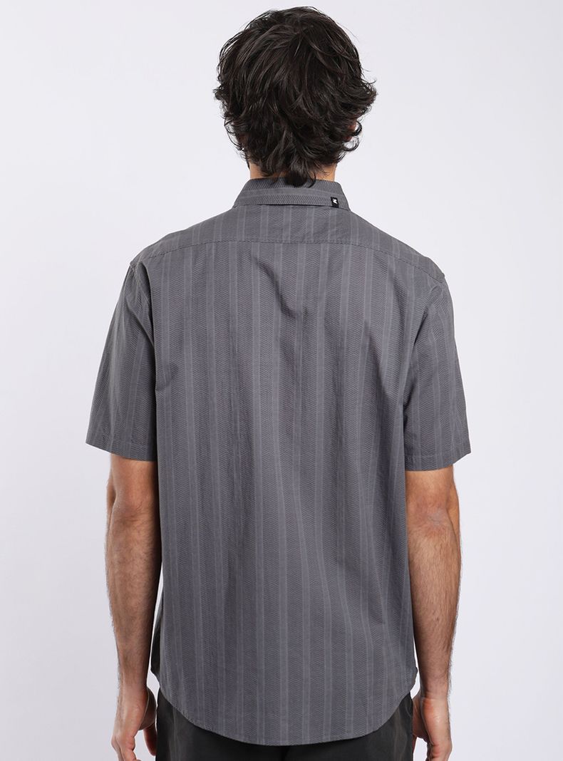 Camisa MC Texture Military Gris Poliéster Reciclado-1