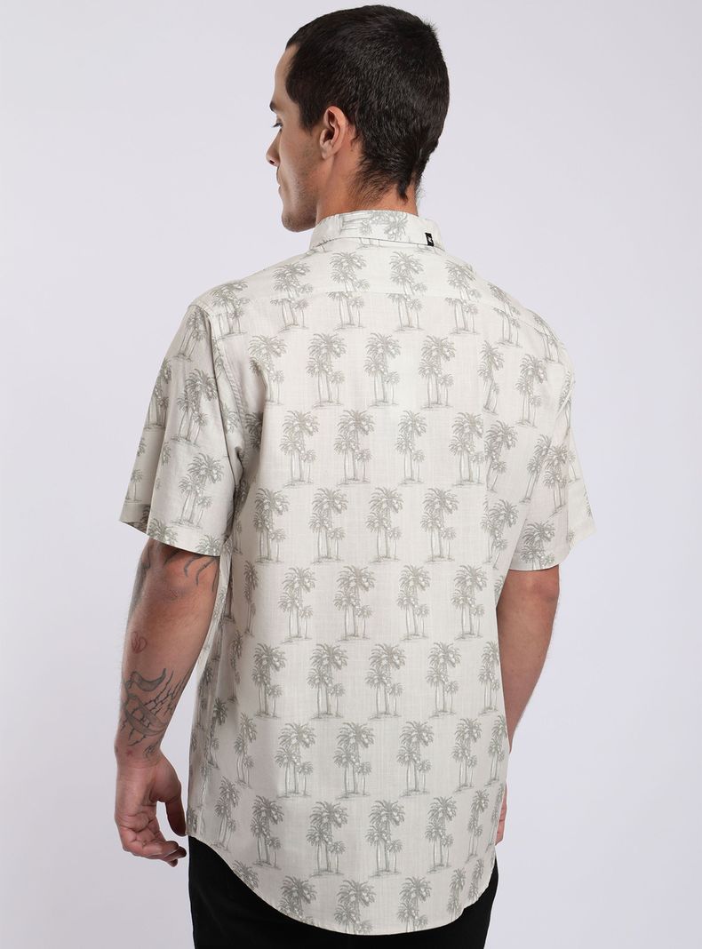 Camisa Manga Corta Palms Sepia Algodón Orgánico-1