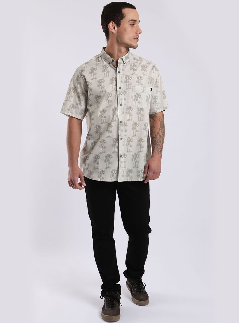 Camisa Manga Corta Palms Sepia Algodón Orgánico-3
