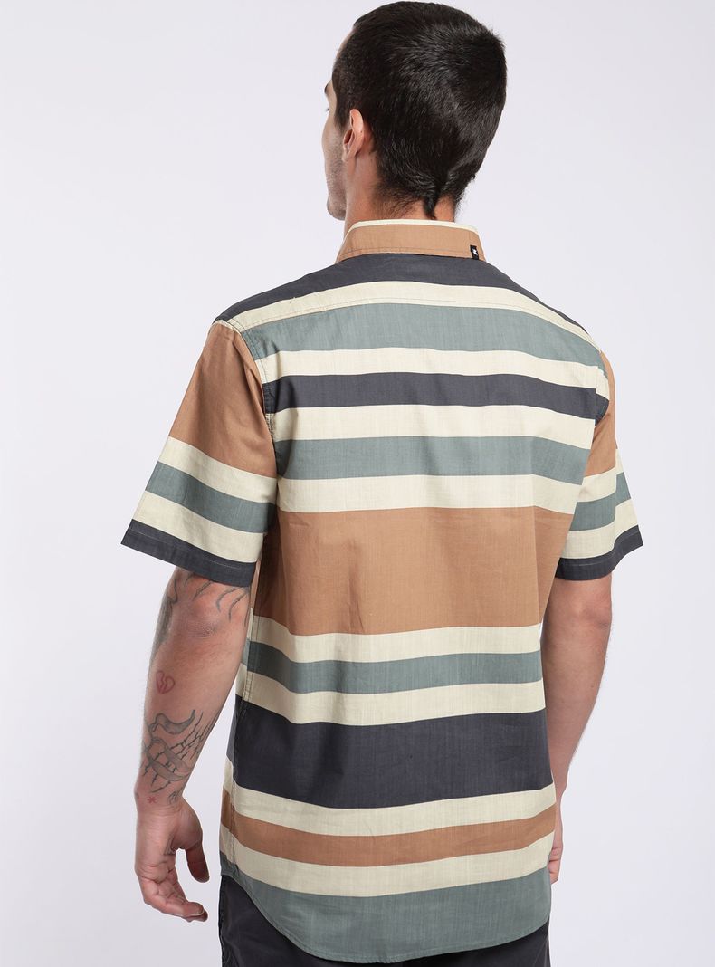 Camisa Manga Corta Texture Stripes Camel-1