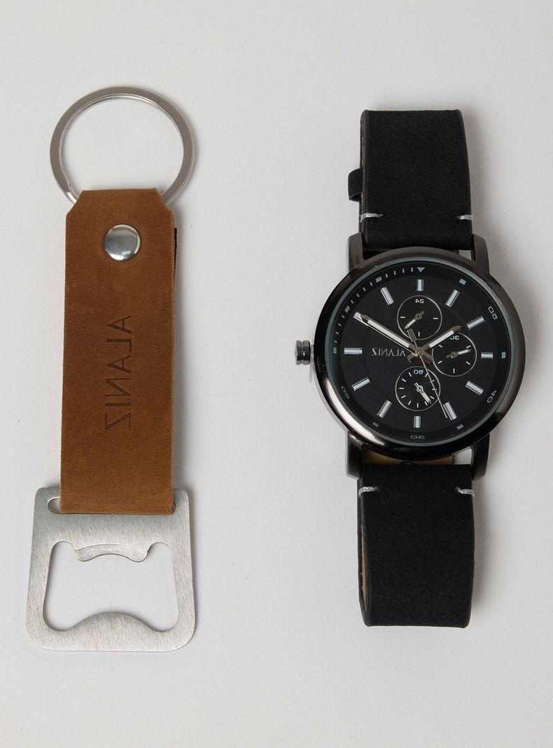Pack Reloj Análogo Black Hombre + Llavero