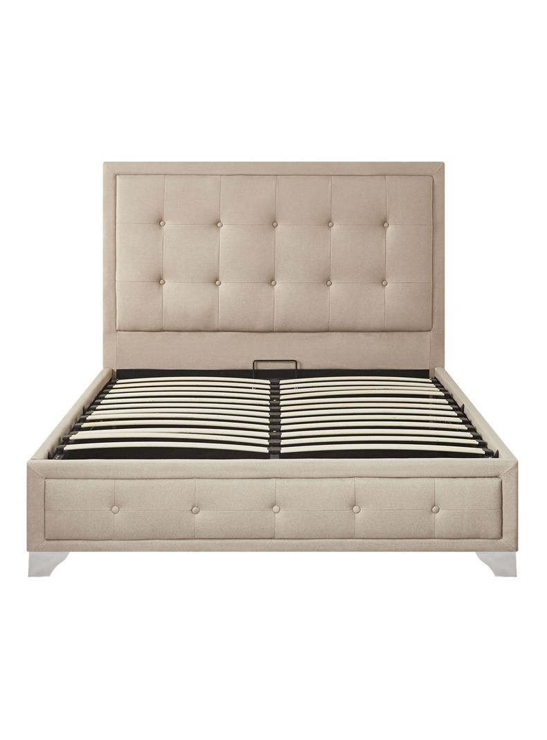 Base Storage 2 Plazas Lino + Respaldo Beige