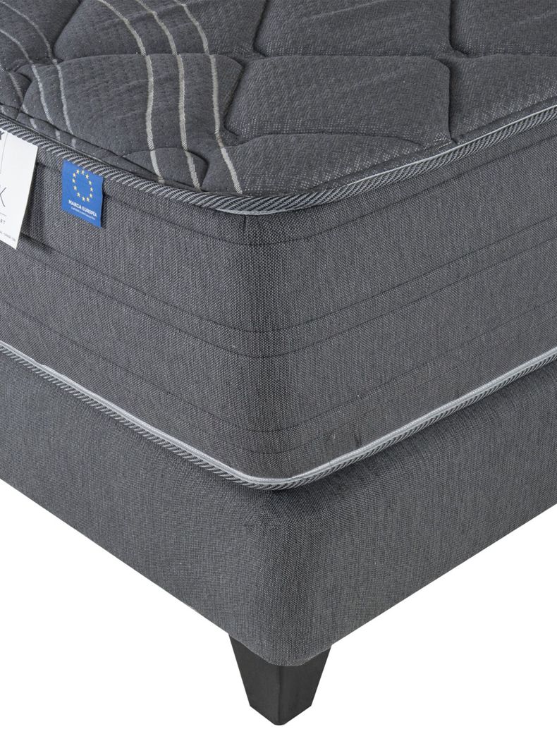 Cama Europea Black 1.5 Plazas + Respaldo Modern + Velador Rover-2