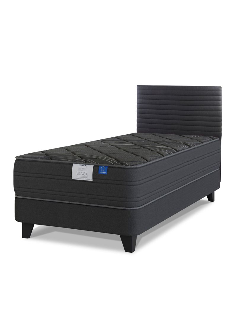 Cama Europea Black 1.5 Plazas + Respaldo Modern-0