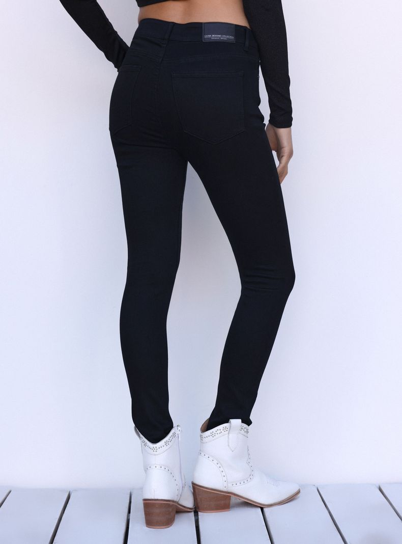 Jeans Skinny Fit Denim Tiro Alto Clásico-1