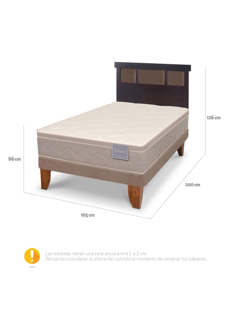 Cama Europea Rilassati 1.5 Plazas + Respaldo Dublín Chocolate-1