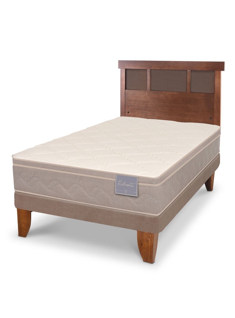 Cama Europea Rilassati 1.5 Plazas + Respaldo Dublín Caramelo