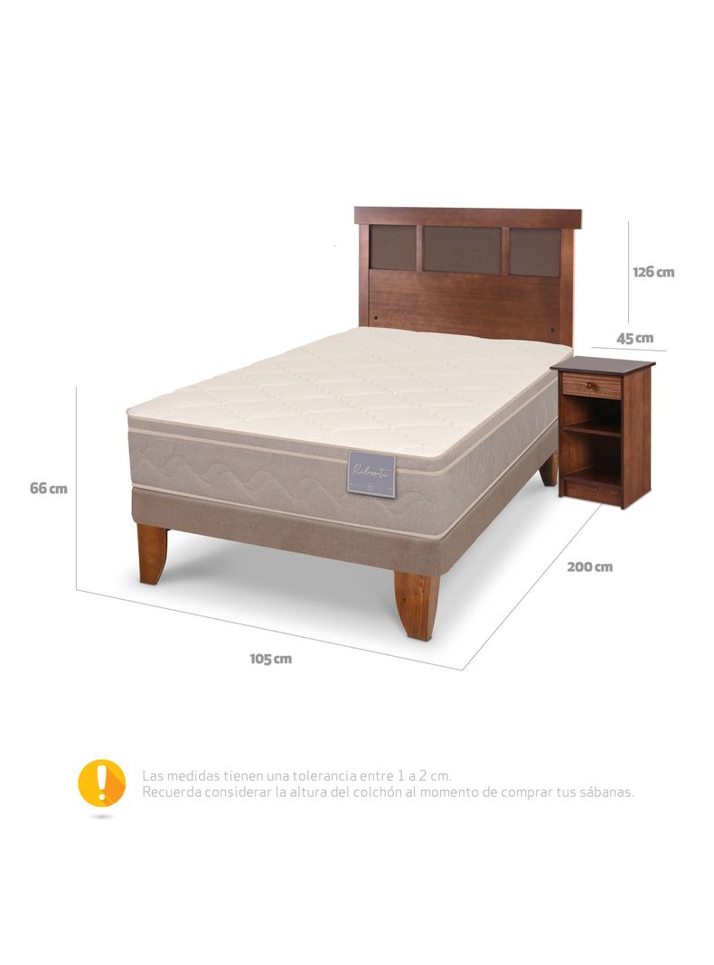 Cama Europea Rilassati 1.5 Plazas + Set Dublín Caramelo-1