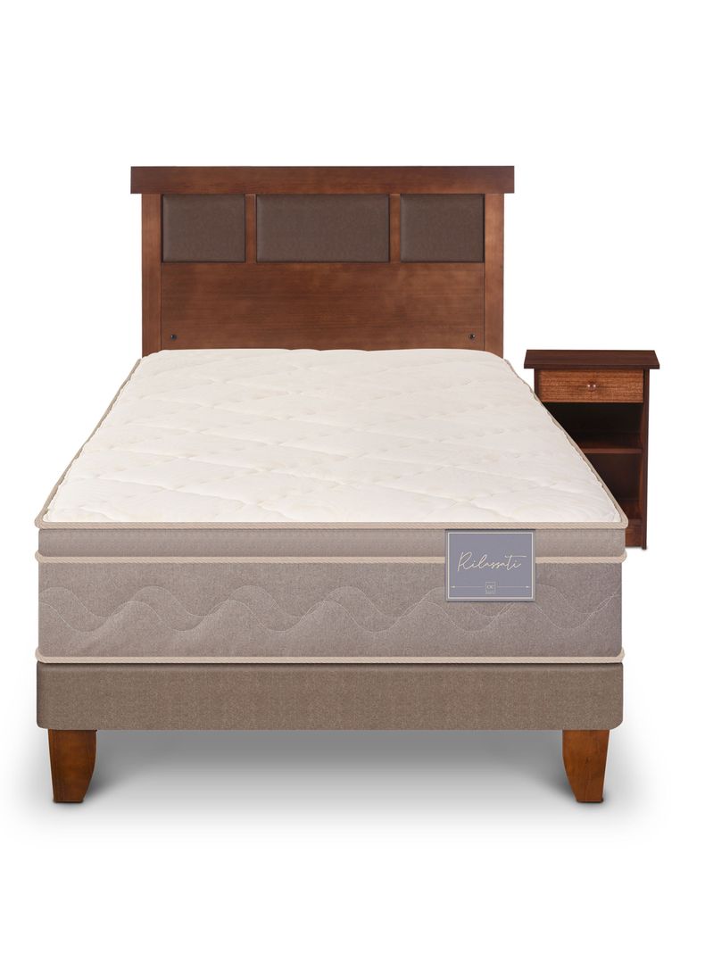 Cama Europea Rilassati 1.5 Plazas + Set Dublín Caramelo-2