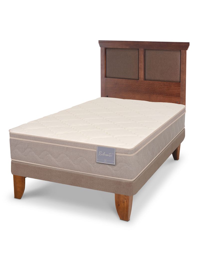 Cama Europea Rilassati 1.5 Plazas + Respaldo Torino Caramelo-0