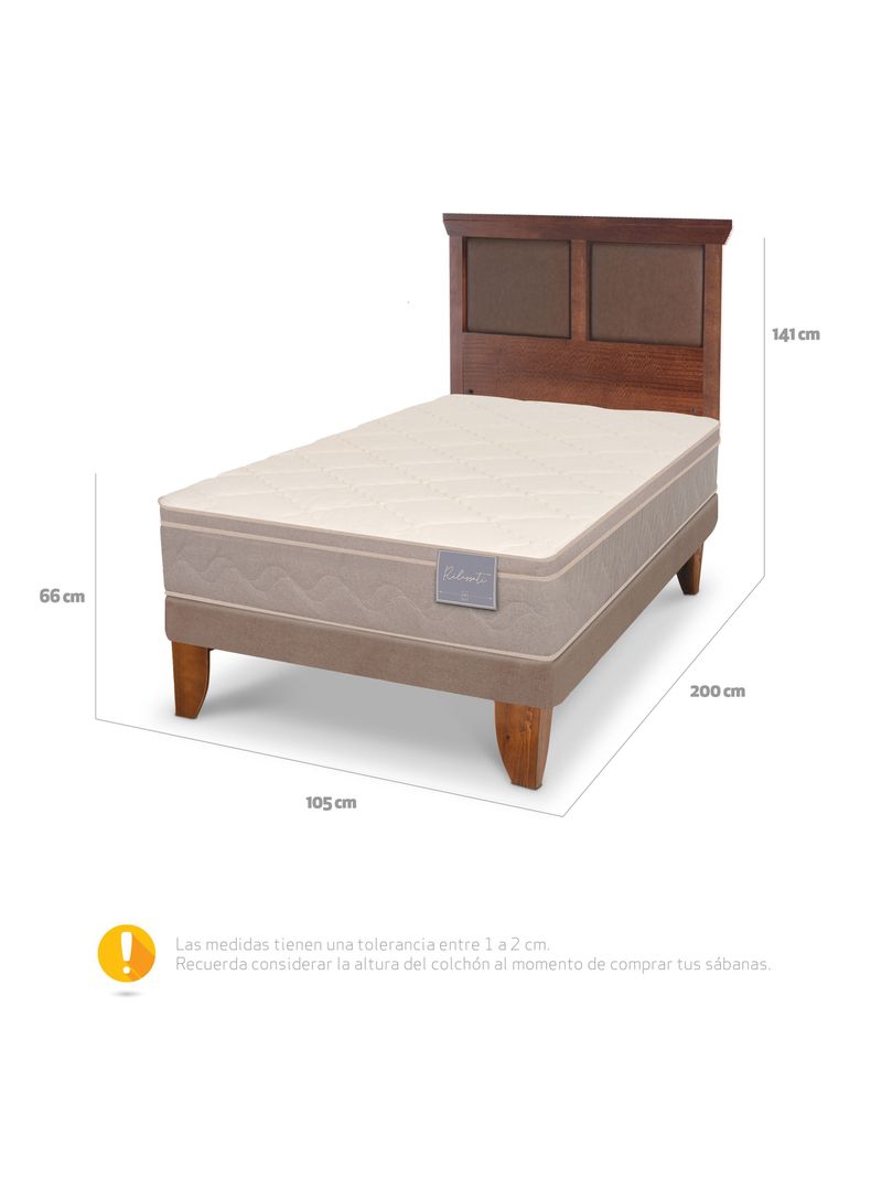 Cama Europea Rilassati 1.5 Plazas + Respaldo Torino Caramelo-1