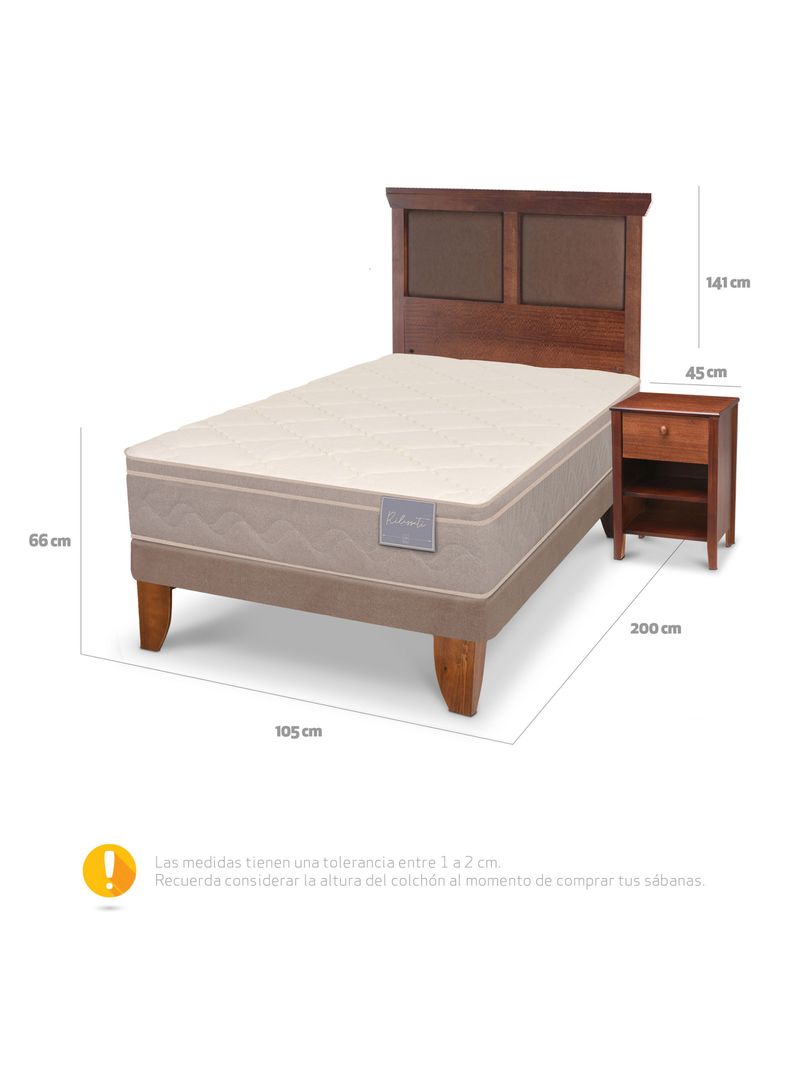 Cama Europea Rilassati 1.5 Plazas + Set Torino Caramelo-1