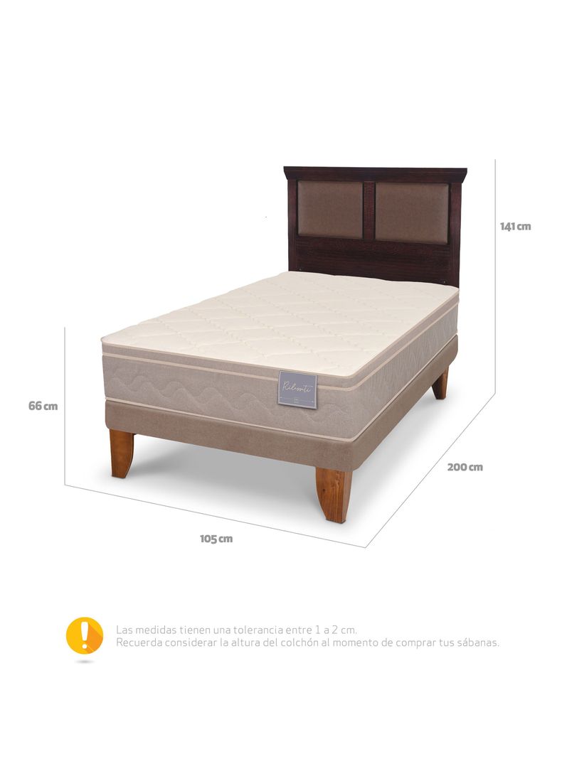 Cama Europea Rilassati 1.5 Plazas + Respaldo Torino Chocolate-1
