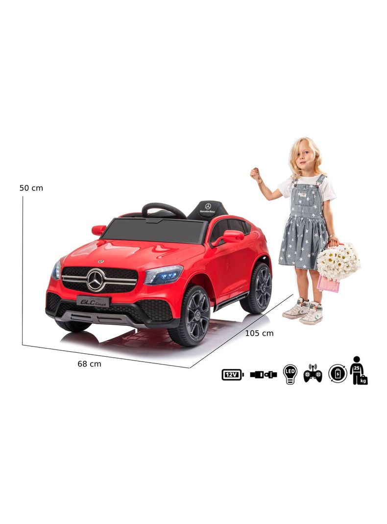 Auto a Control Mercedes Coupe Batería 12V Rojo-4