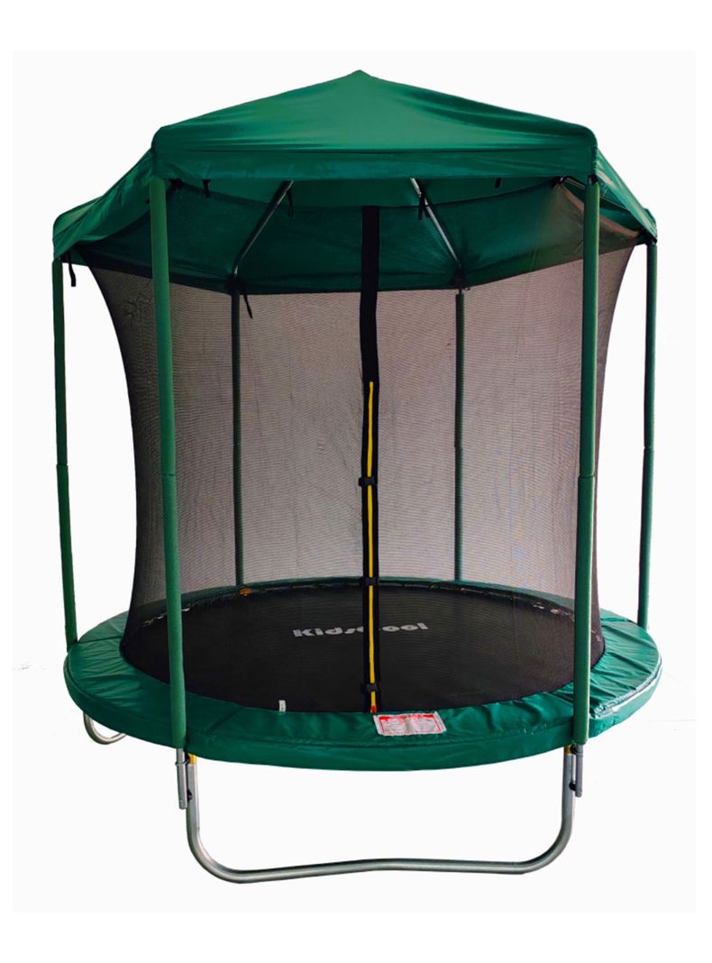 Cama Elástica Verde con Techo 8 Pies-0
