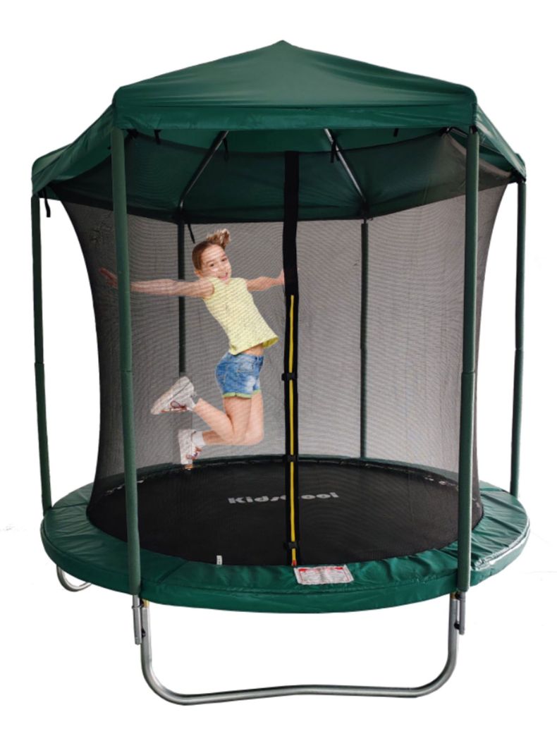 Cama Elástica Verde con Techo 8 Pies-4
