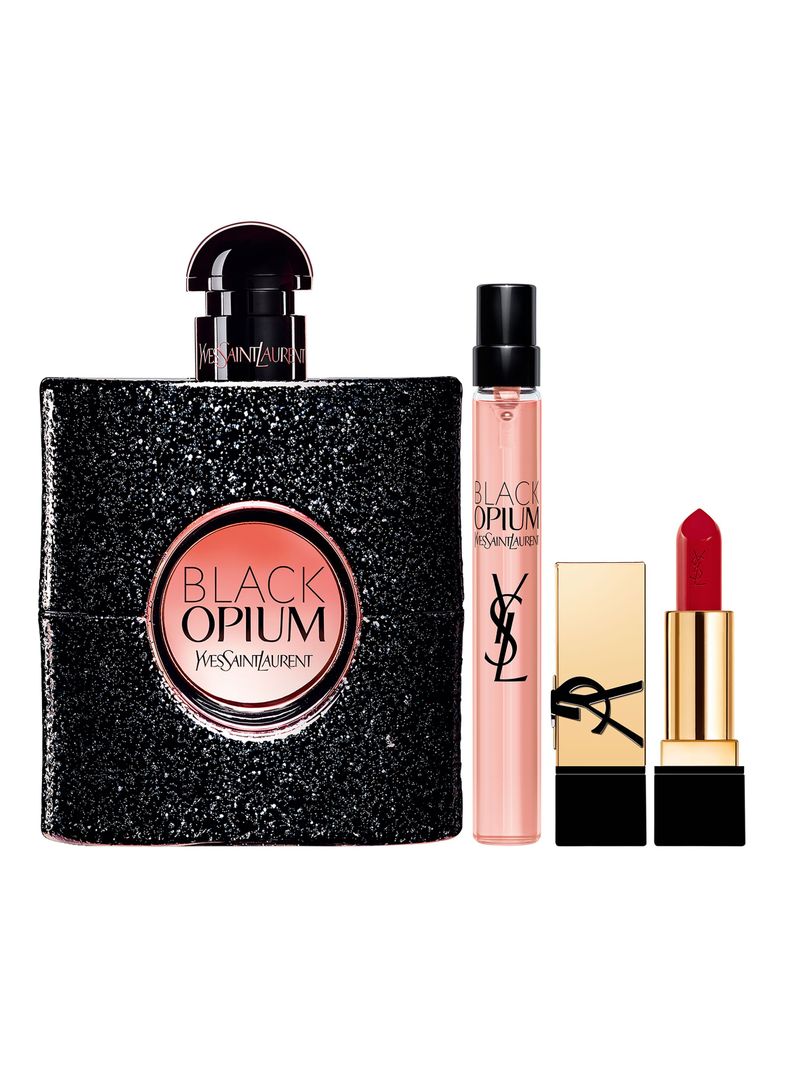 Set Perfume Black Opium EDP Mujer 90 ml + 10 ml + Mini Rouge Pur Couture Yves Saint Laurent-1