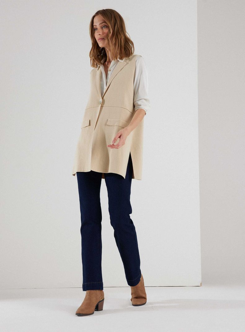Chaleco Tipo Blazer Sin Mangas-4