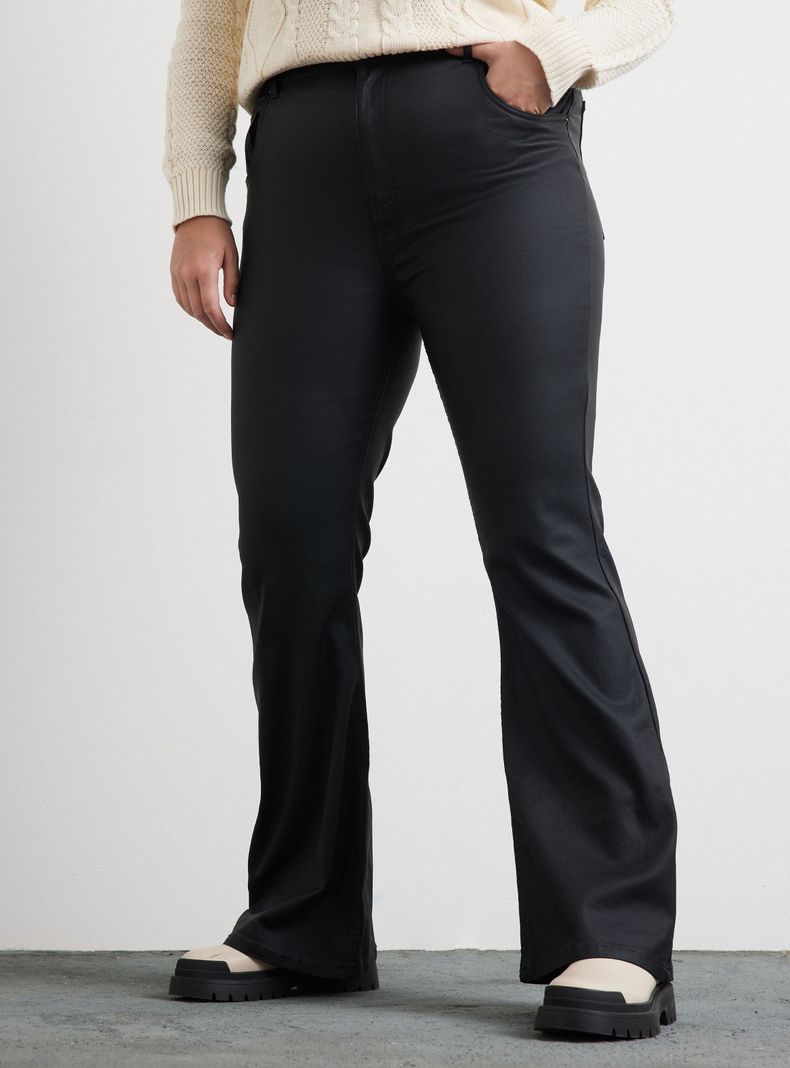 Jeans Coated Bota Ancha-0