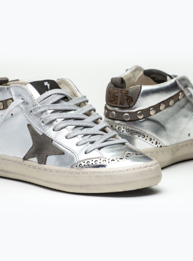 Zapatilla Urbana Logo Mid Star Cuero Mujer-2