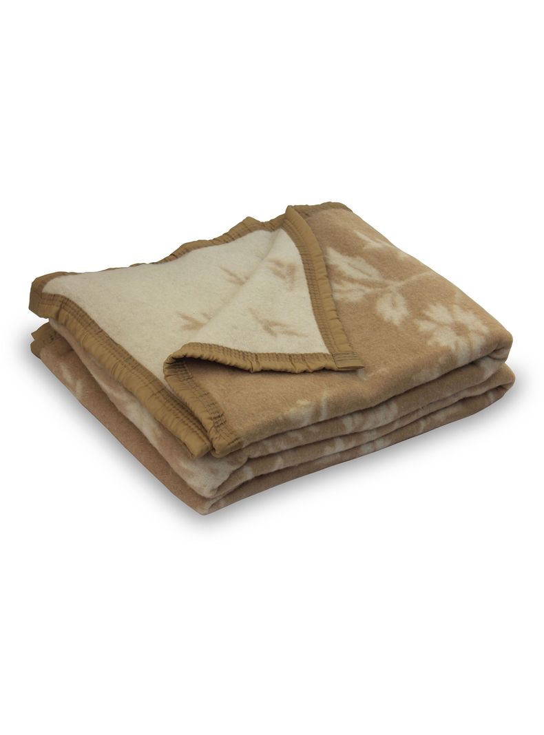 Frazada Lana 1.5 Plazas Beige Floreado-0
