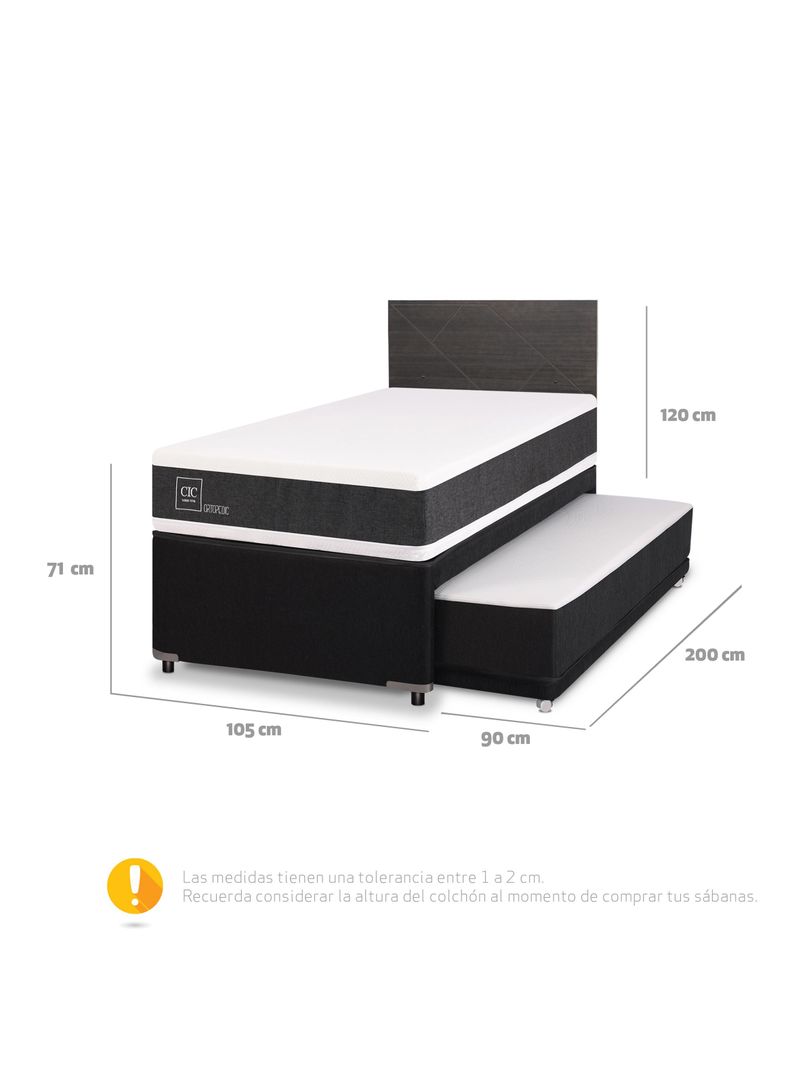 Diván Ortopedic Black 1.5 Plazas + Respaldo Villarrica-1