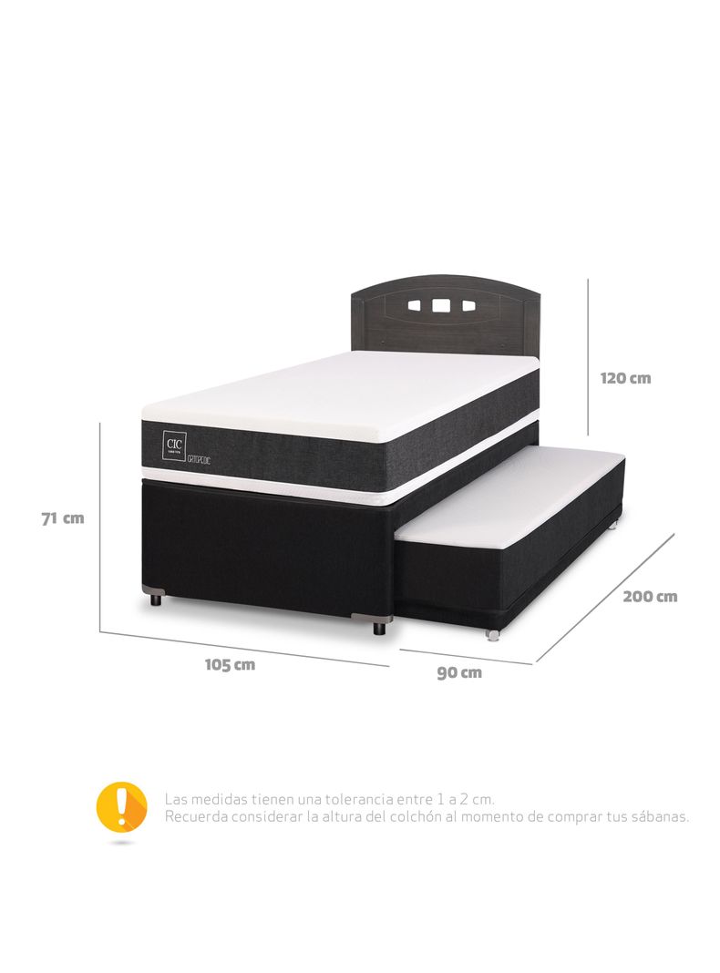 Diván Ortopedic Black 1.5 Plazas + Respaldo Gales-1
