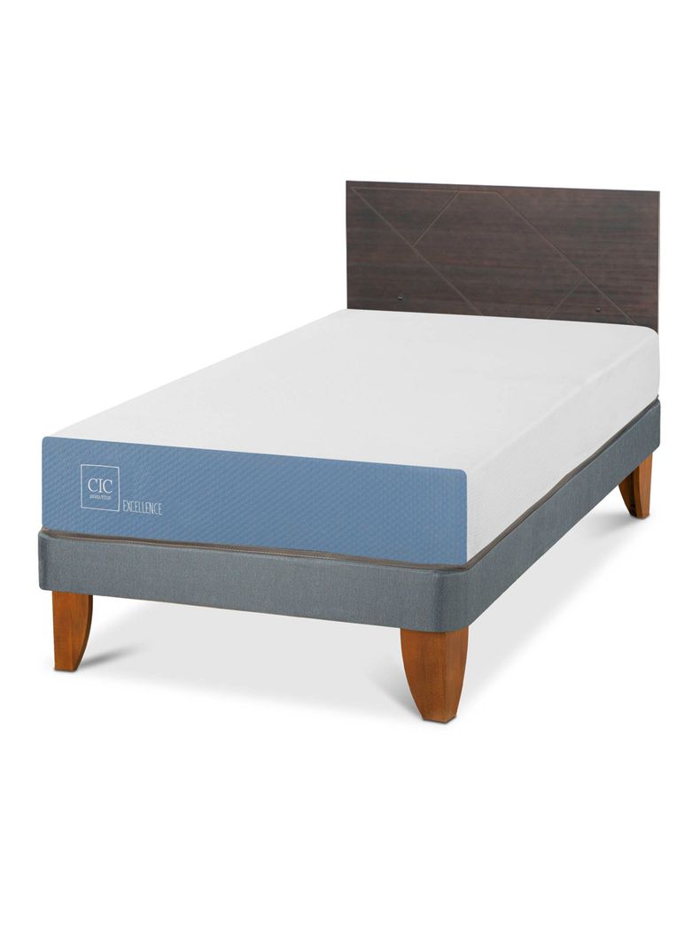 Cama Europea Excellence 1.5 Plazas x190 cm + Respaldo Villarrica-0