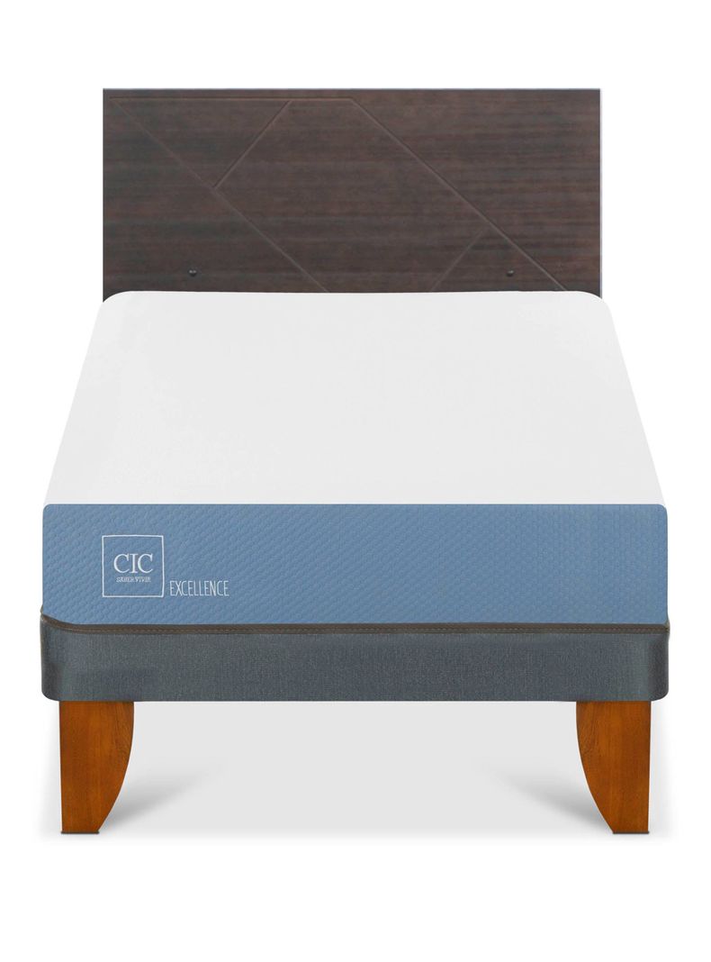 Cama Europea Excellence 1.5 Plazas x190 cm + Respaldo Villarrica-2