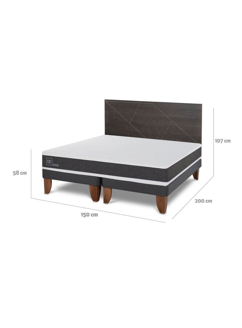 Cama Europea Ortopedic 2 Plazas Base Dividida + Respaldo Villarrica-1