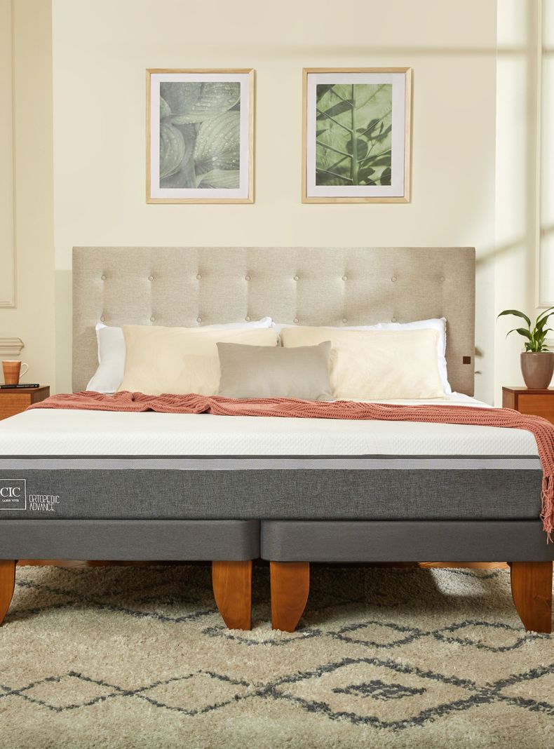 Cama Europea Ortopedic Advance Base Dividida 2 Plazas + Respaldo Dublin Gris-4